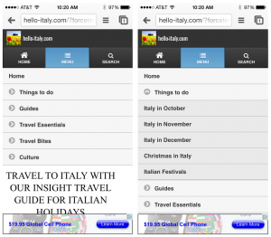 Mobile layout navigation