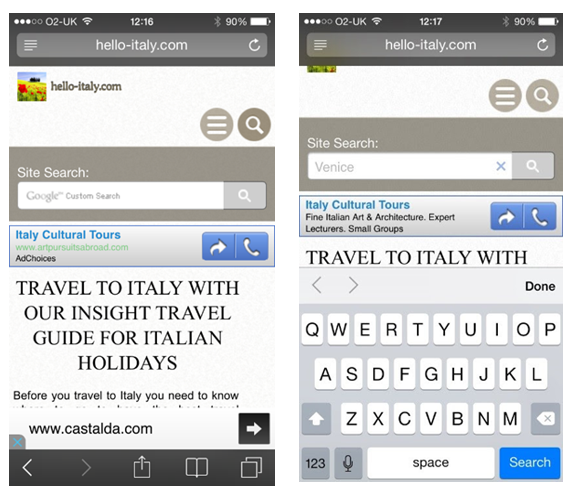 Make sure the search boxes are easy to locate and use on your mobile site.